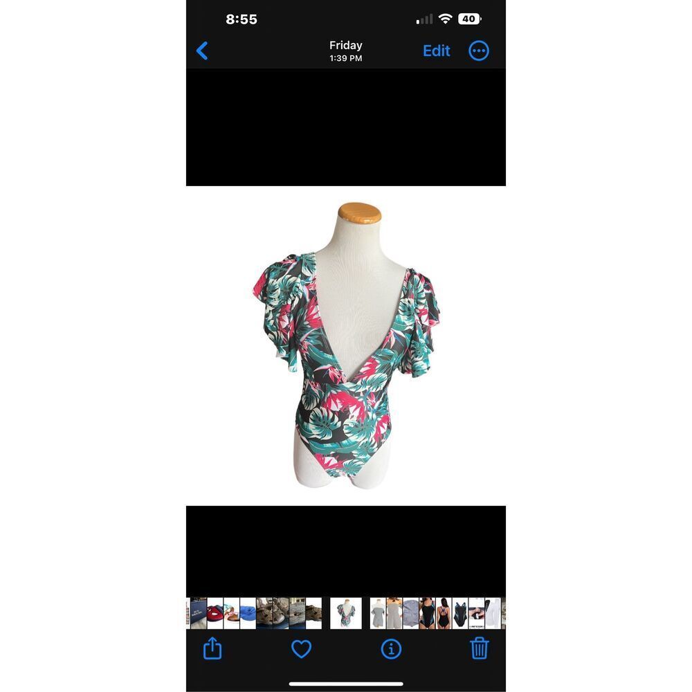 NWT Womens TeLaura Flounce Ruffle Monkini Swimsuit - Sz S